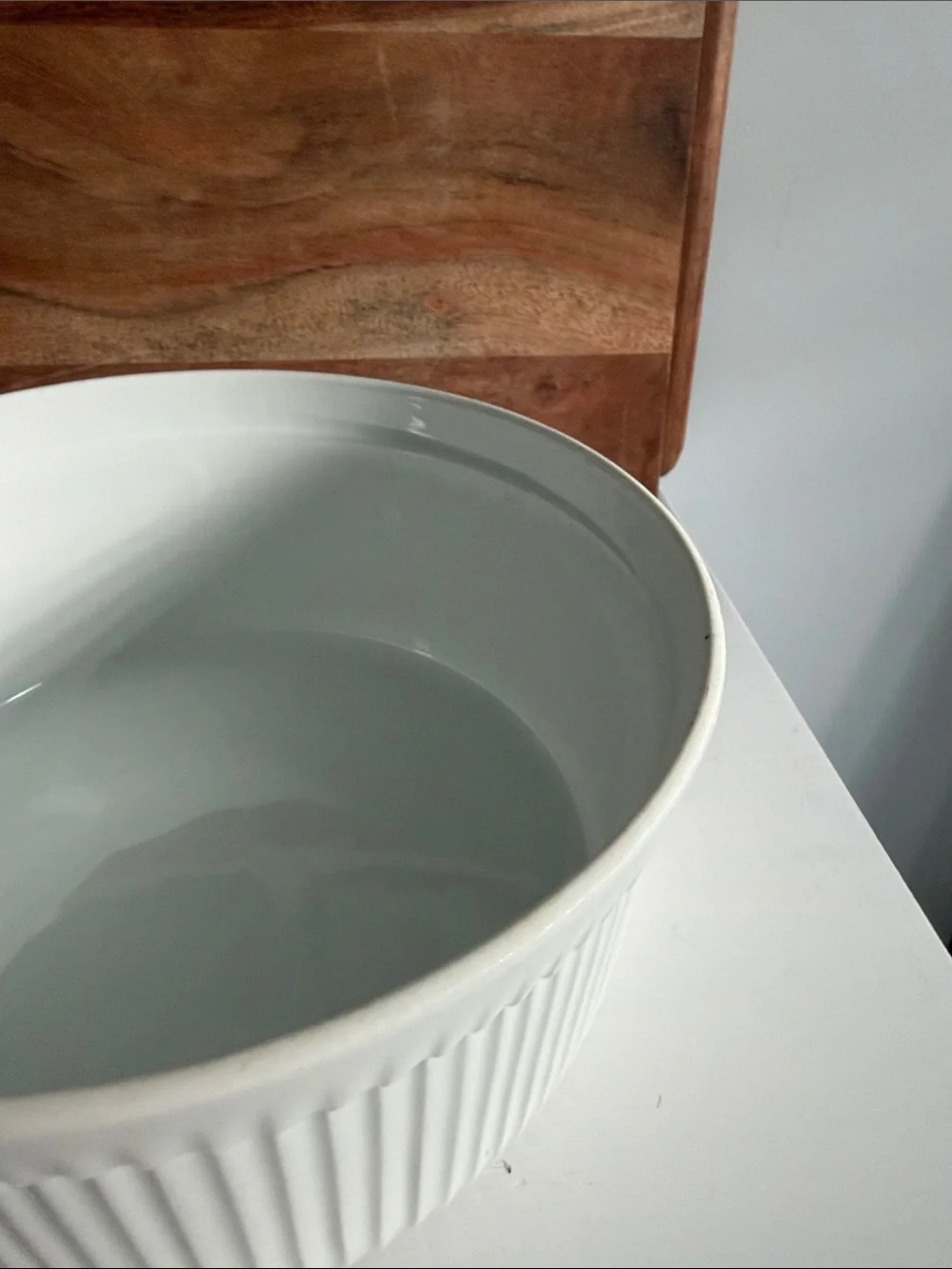 Vintage Large Apilco Porcelain France White Ribbed Soufflé Baking Dish